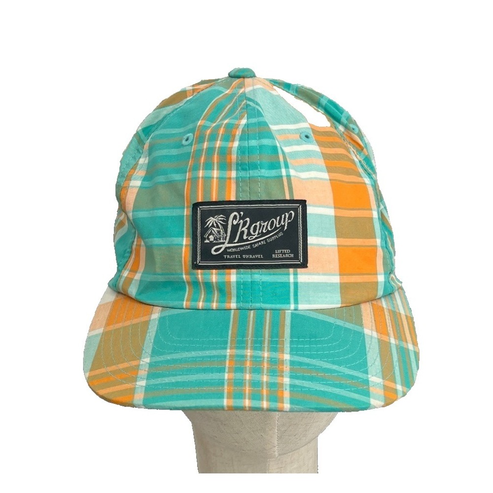 LRG Plaid Baseball‎ Cap Hat Lifted Research Group OSFM Orange Teal Cotton